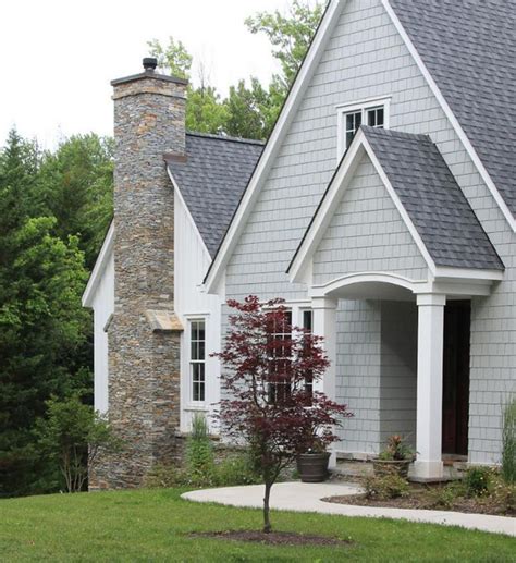 charcoal gray metal roof on white house|white house shingle roof.